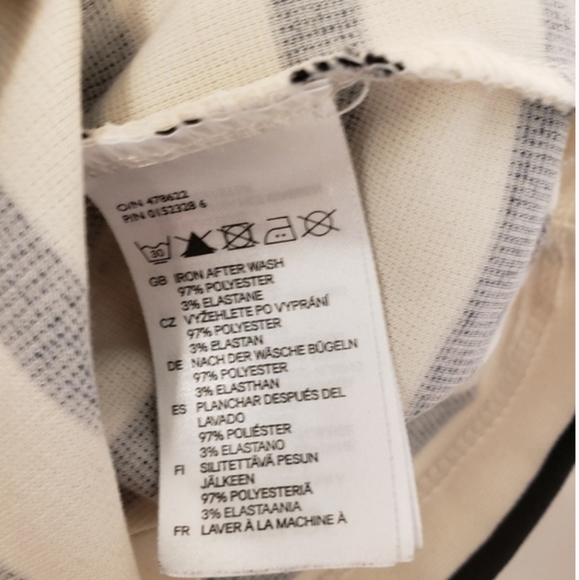 H&M SHIFT DRESS PINK/BLACK  STRIPES CREAM SIZE M - Picture 6 of 7